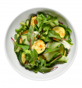 Green salad with zucchini and "Teriyaki" sauce